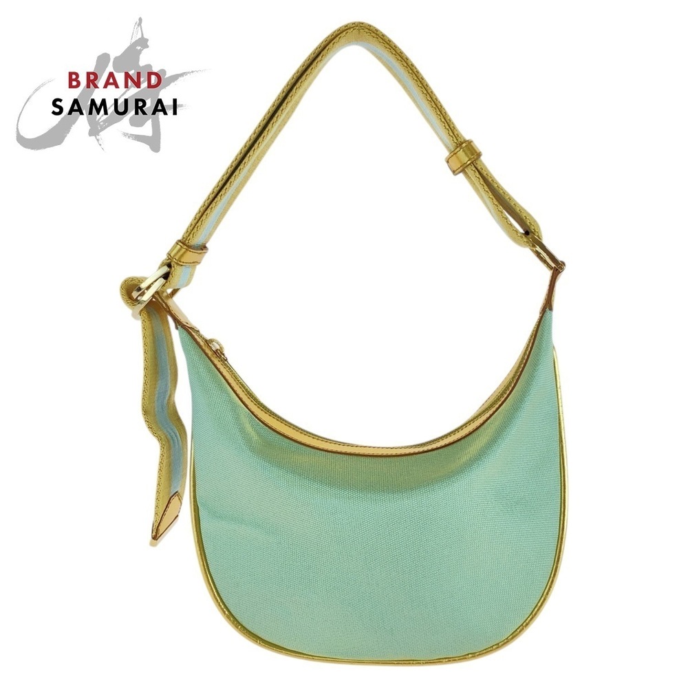 GUCCI Sherry green gold canvas hobo shoulder bag